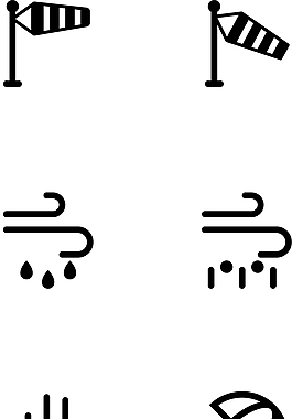 卡通天氣類圖標(biāo)黑色簡約圖標(biāo)矢量圖源文件