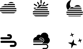 卡通天氣類圖標(biāo)黑色簡約圖標(biāo)矢量圖源文件
