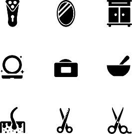 个人护理工具图标黑色简约图标矢量源文件