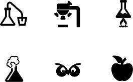 化學(xué)實(shí)驗(yàn)類圖標(biāo)黑色簡約圖標(biāo)矢量圖源文件