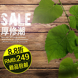 木紋綠葉主圖模板