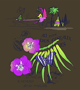 矢量紫色花瓣圖案
