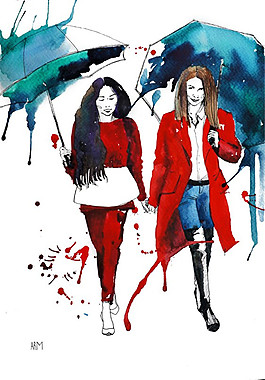 2款紅色女裝設(shè)計圖
