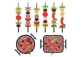烤串BBQ手繪美食