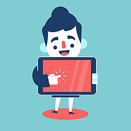 拿著平板電腦的女士