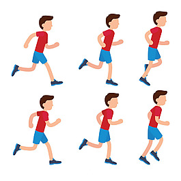 男孩跑步運動圖案集合