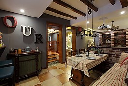 美式創(chuàng)意餐廳背景墻設計圖
