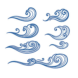 波浪紋裝飾圖案矢量素材