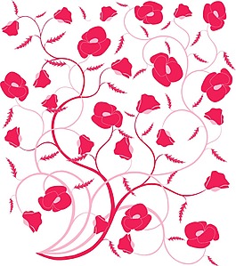矢量紅色花卉背景圖案
