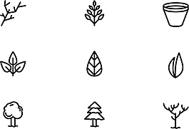 樹枝多個細線扁平化圖標