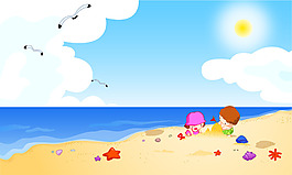 夏季兒童海灘背景