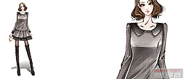 黑色休閑連衣裙設計圖
