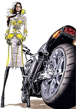 時尚機車女套裝設(shè)計圖
