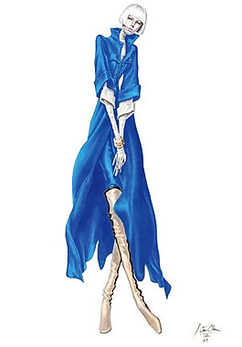 藍色長裙禮服設計圖