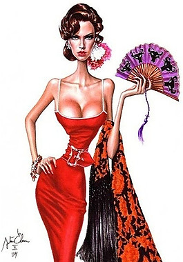 紅色性感吊帶裙設計圖