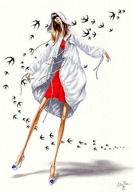 彩色燕子女裝設計圖