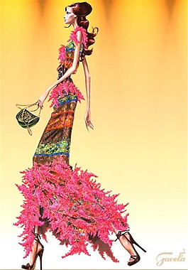時(shí)尚毛絨長(zhǎng)裙設(shè)計(jì)圖