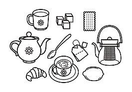 茶飲茶具矢量素材