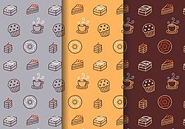 可愛手繪甜品背景素材