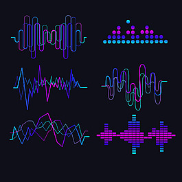 各种彩色抽象的声波图案