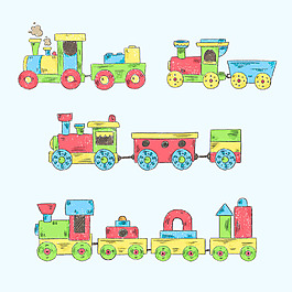 手繪卡通風(fēng)格玩具火車插圖