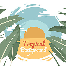 熱帶棕櫚樹日落背景