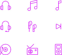音樂IOS7界面風(fēng)格的藍(lán)色線性圖標(biāo)素材