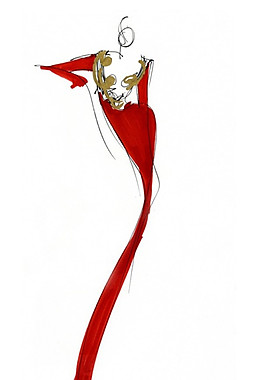 紅色長(zhǎng)裙設(shè)計(jì)圖