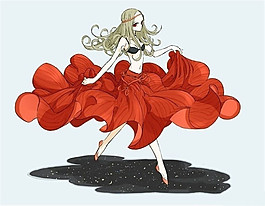 紅色女裝設計圖