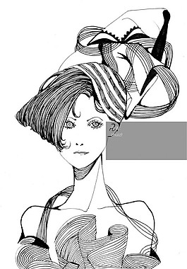 女裝發(fā)飾設(shè)計(jì)線稿圖