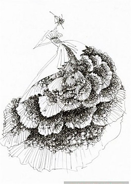 花朵連衣裙設(shè)計(jì)線稿圖