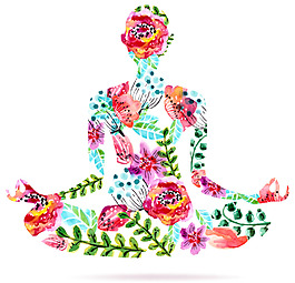 创意花朵瑜珈人物
