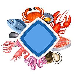 海鮮裝飾邊框矢量素材下載