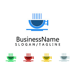 簡(jiǎn)約精美時(shí)尚咖啡店鋪logo設(shè)計(jì)矢量