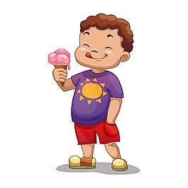 吃冰激凌小男孩圖片