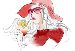 喝雞尾酒的美女圖片