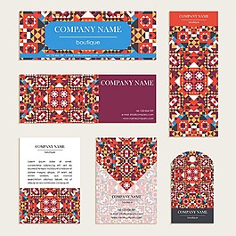 紅色幾何花紋名片圖片