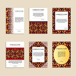 紅色幾何花紋名片圖片