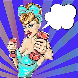 健身的美女插畫圖片