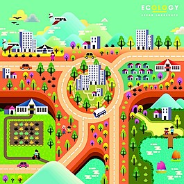 卡通城市道路圖片