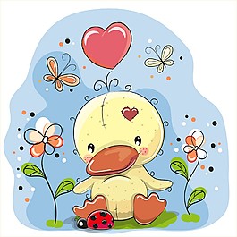 卡通鴨子瓢蟲漫畫圖片
