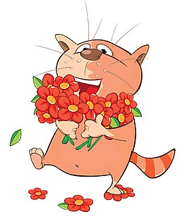 拿红花的小猫图片