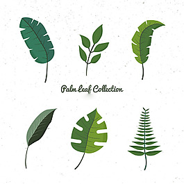手繪各種綠色樹葉矢量素材