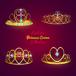 手繪精致金色公主鑲鉆皇冠