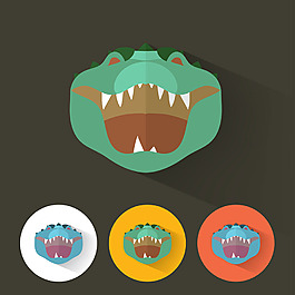 扁平風(fēng)格鱷魚插圖圖標(biāo)