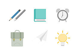 矢量扁平學校教育圖標設計