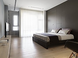 港式簡約臥室落地窗設計圖