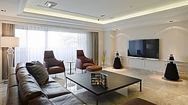 港式時尚客廳落地窗設計圖