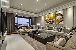 港式豪華客廳沙發(fā)背景墻設(shè)計(jì)圖