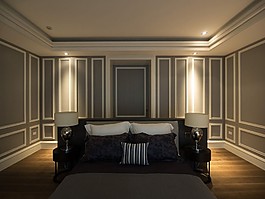 時(shí)尚臥室大床背景墻設(shè)計(jì)圖